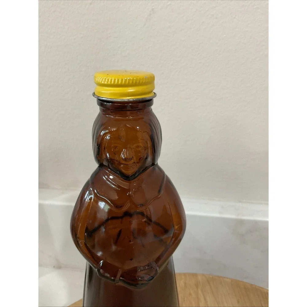 Vintage Mrs. Butterworth Amber Brown Glass Syrup Bottle 8.25 Inch